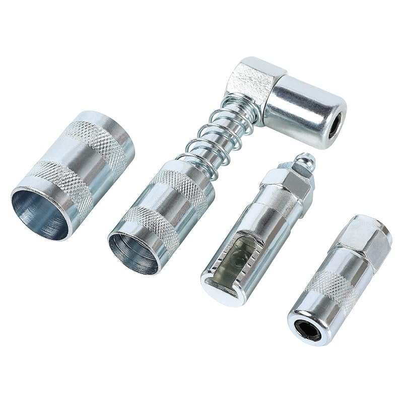 Kit de adaptadores para engraxadeira ARES 54018 com conexões de 90 graus e acoplador de engate rápido, conjunto com 3 peças