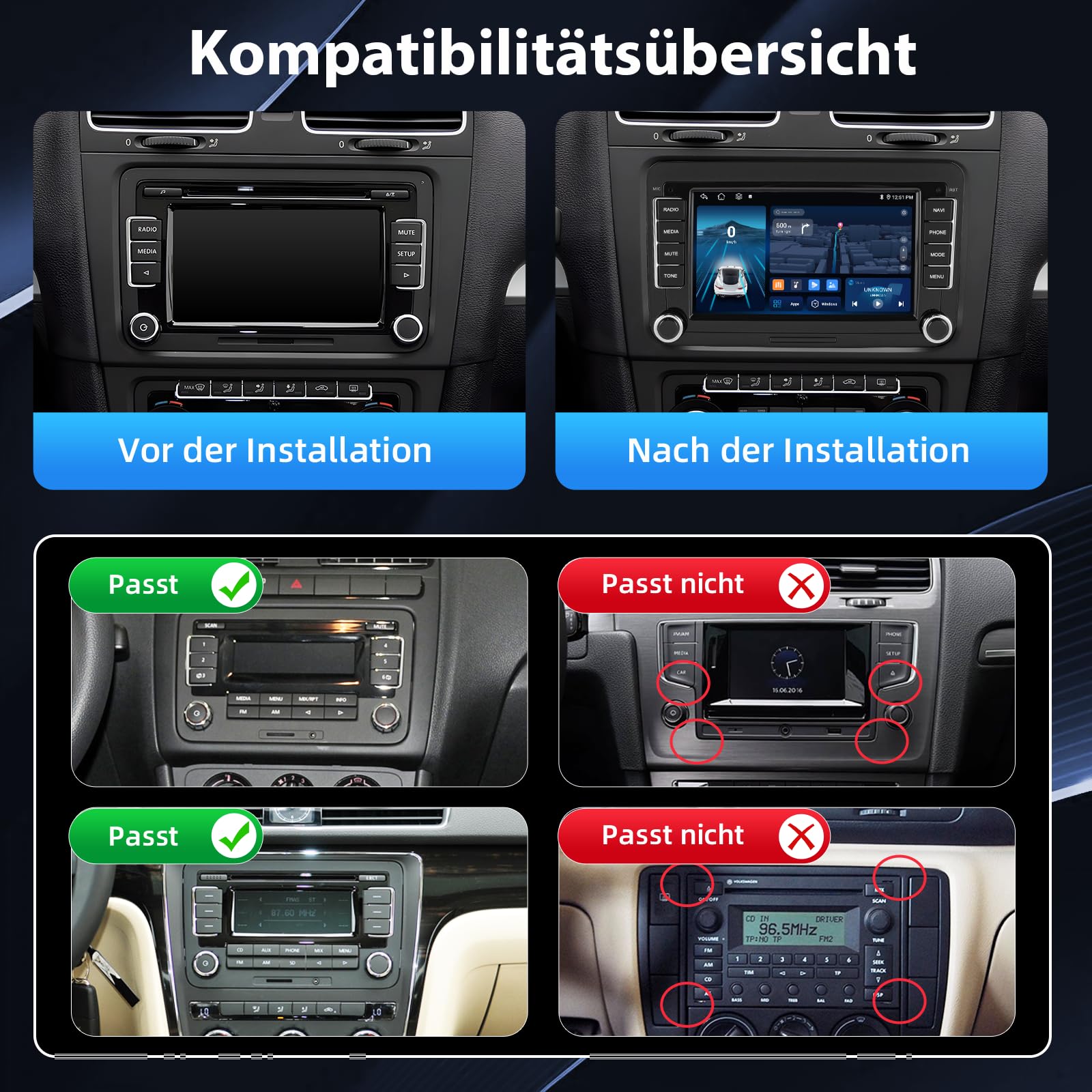 ESSGOO True 4+64G Android15 Autoradio mit Wireless Carplay und Android Auto