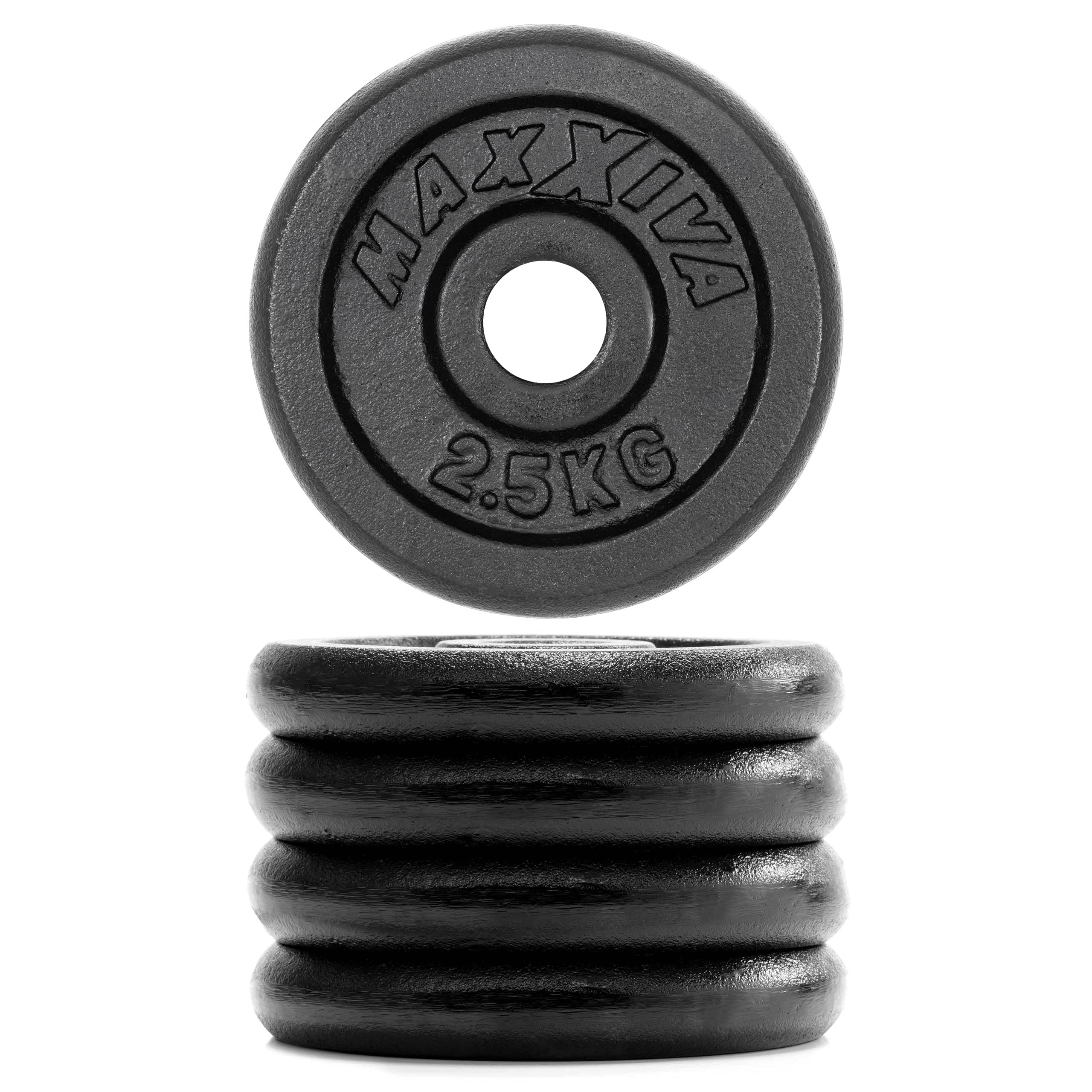 Hantelscheiben 8er Set Gewichtsplatte je 2,5 kg Gusseisen schwarz 20 kg Fitness Krafttraining Bodybuilding Workout Gewichtheben Reha