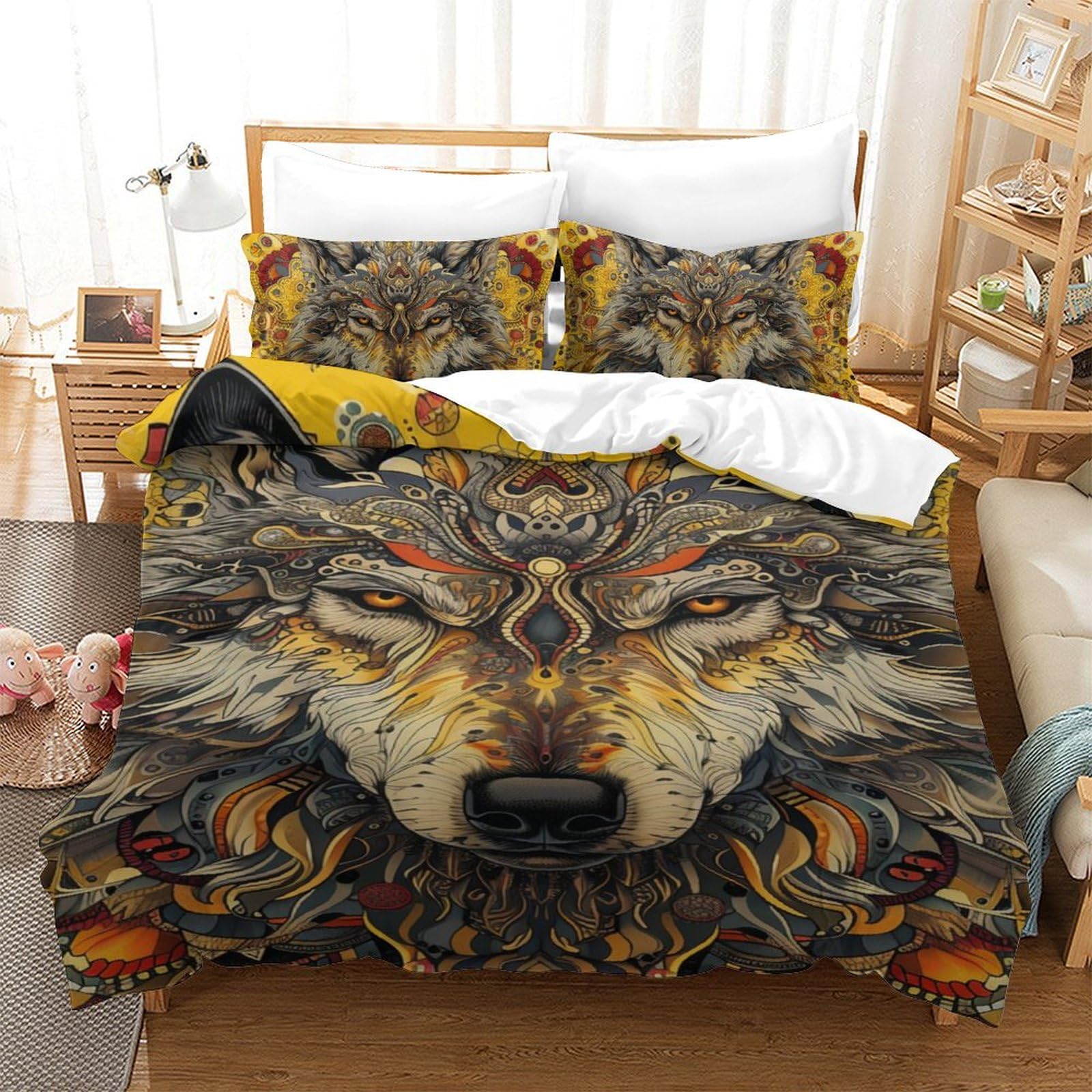 Housse de couette loup 3D respirante pour éviter la transpiration nocturne avec style et douceur