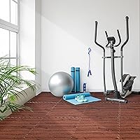 Vista 4 de Sorbus Losetas de suelo de madera veteada, esteras de espuma EVA entrelazadas, losetas de 3/8" de grosor para suelos de madera, esteras de ejercicio