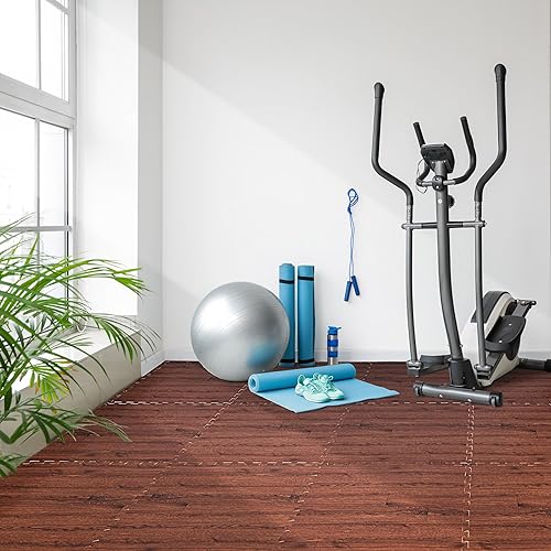 Miniatura 4 de Sorbus Losetas de suelo de madera veteada, esteras de espuma EVA entrelazadas, losetas de 38" de grosor para suelos de madera, esteras de ejercicio