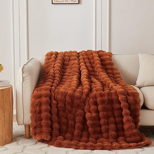 COOVA Faux Fur Throw Blanket for Couch, Cozy Soft and
