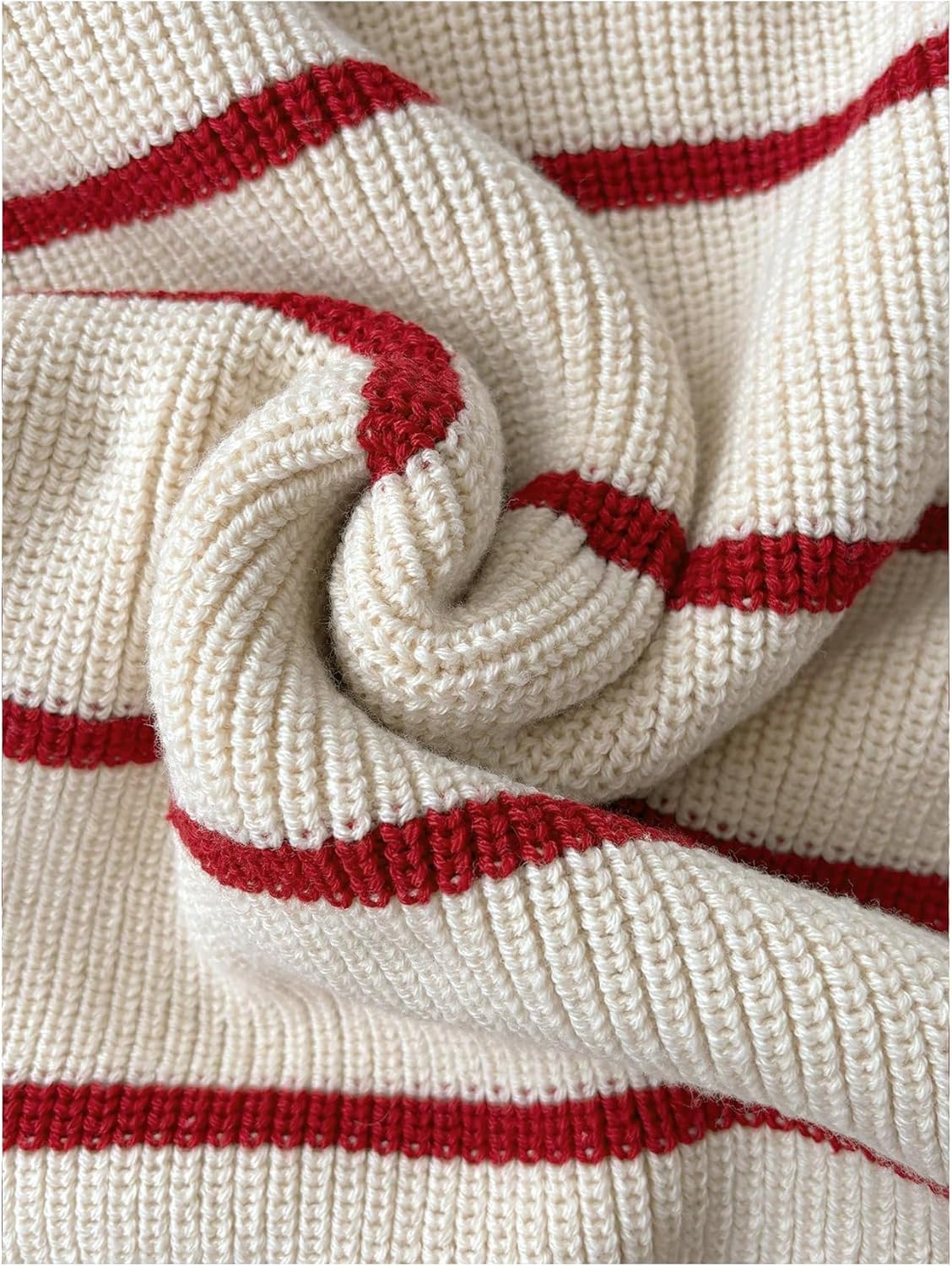 MakeMeChic Women's Collared Striped Sweater Long Sleeve Knit Fall Winter Sweaters Preppy Tops