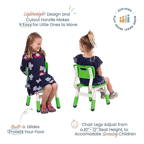 Miniatura 26 de ECR4Kids Silla ajustable para aula, asientos flexibles, color azul, paquete de 2 Azul,Verde (Grassy