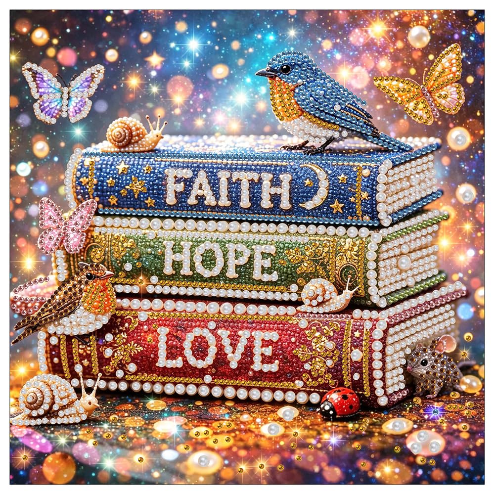 NICRBI Faith, Hope, Love Pearl Diamond Art Painting Kit for Adults, 30x30cm