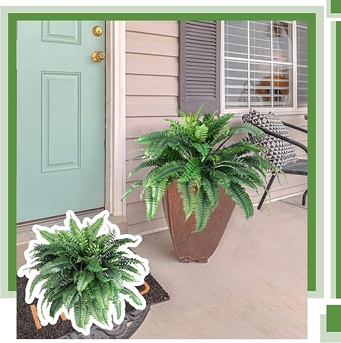 Miniatura 5 de Jutom Helechos artificiales para exteriores, arbusto de helecho artificial de Boston, 88 largo, ramas de seda, helecho sintético, arbustos grandes