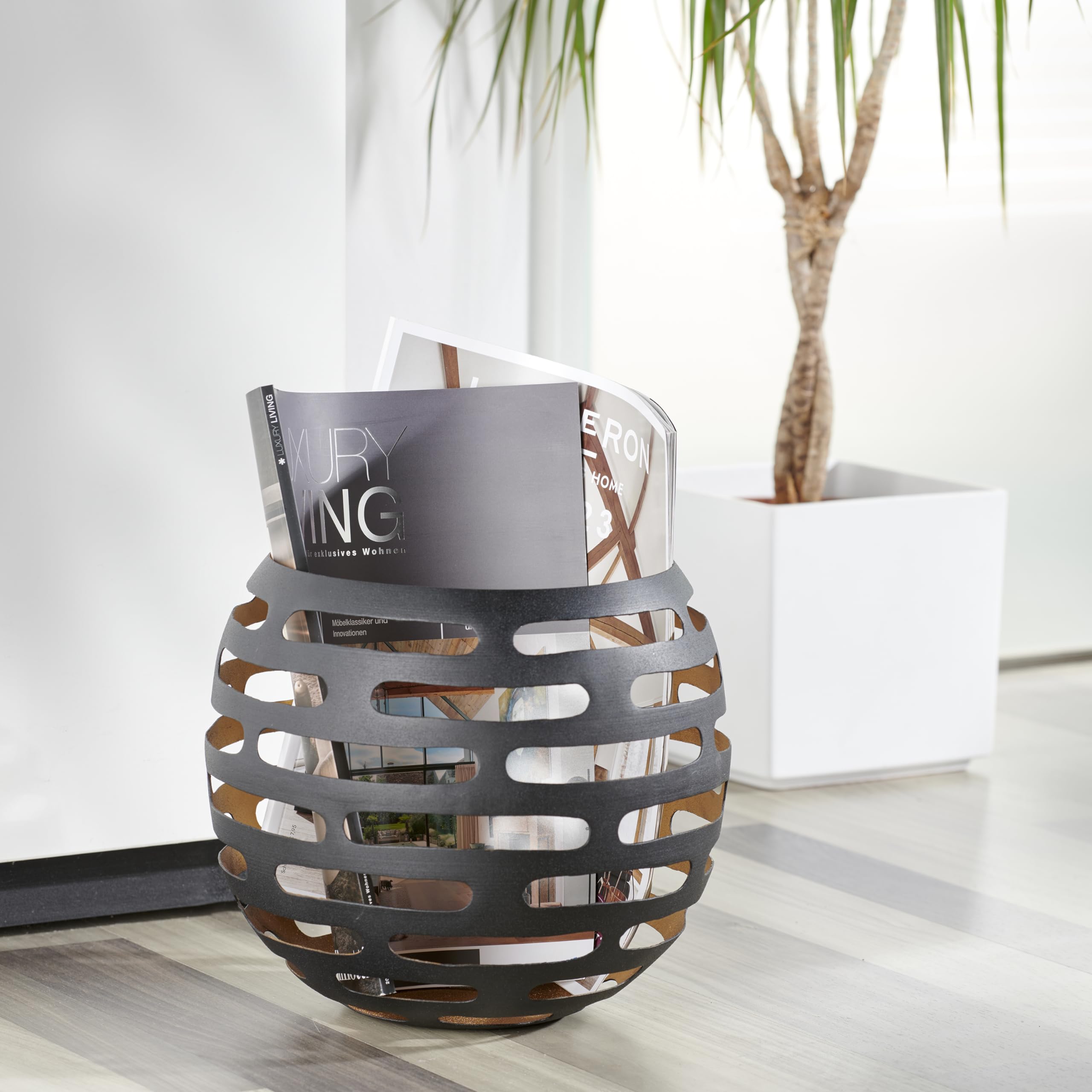 Windlicht Metall schwarz goldfarben - 25x25x23,5 cm - ideale Deko Wohnzimmer - Tischdekoration - Moderne Bad-, Büro- und Flur-Deko - Kerzenhalter
