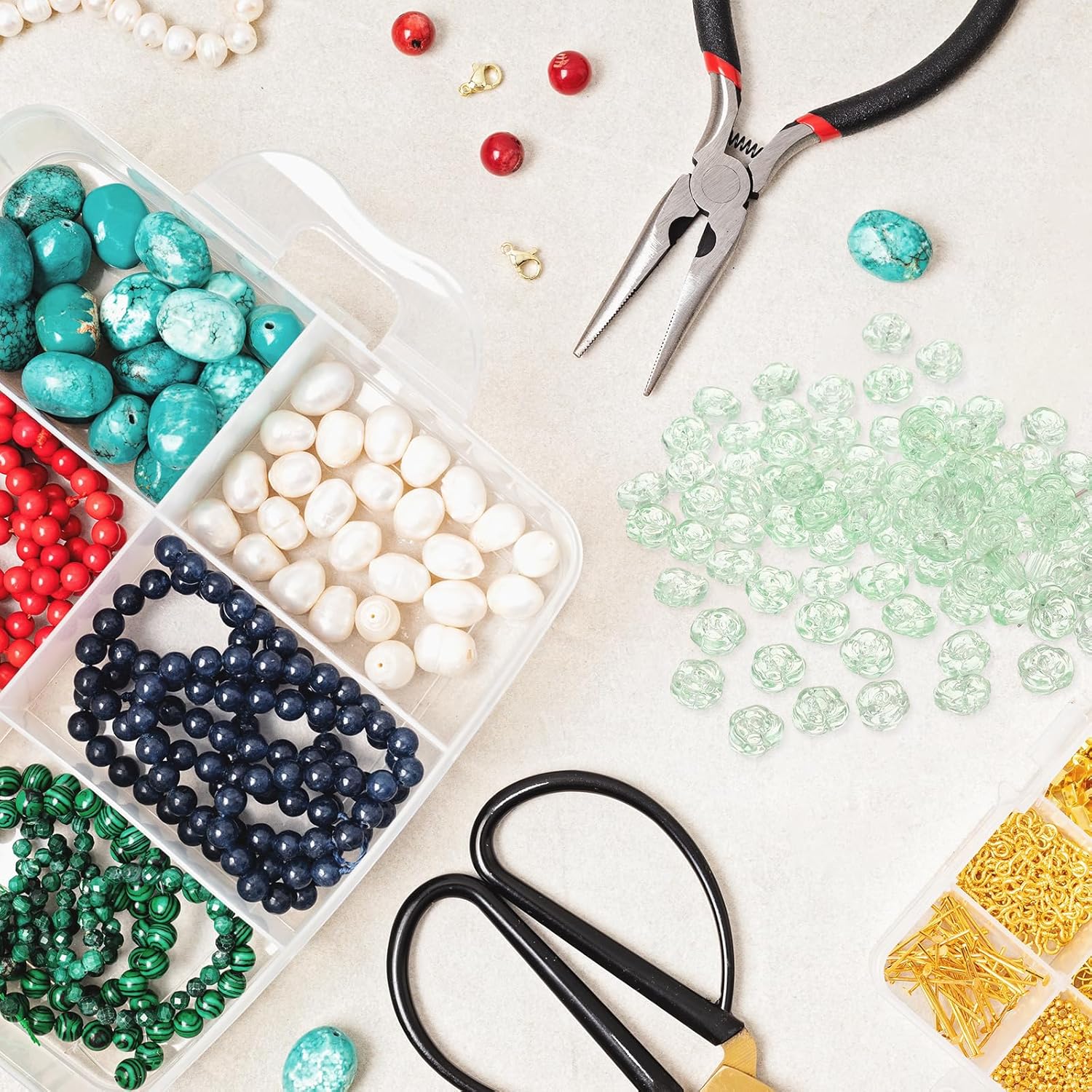 uxcell 50 Pcs Rose Beads, 0.55" Glass Flower Rose Charm Carved Loose Spacer Crystal Craft Beads for DIY Jewelry Making Bracelet Beading Projects Supplies, Rose Red - Image 5