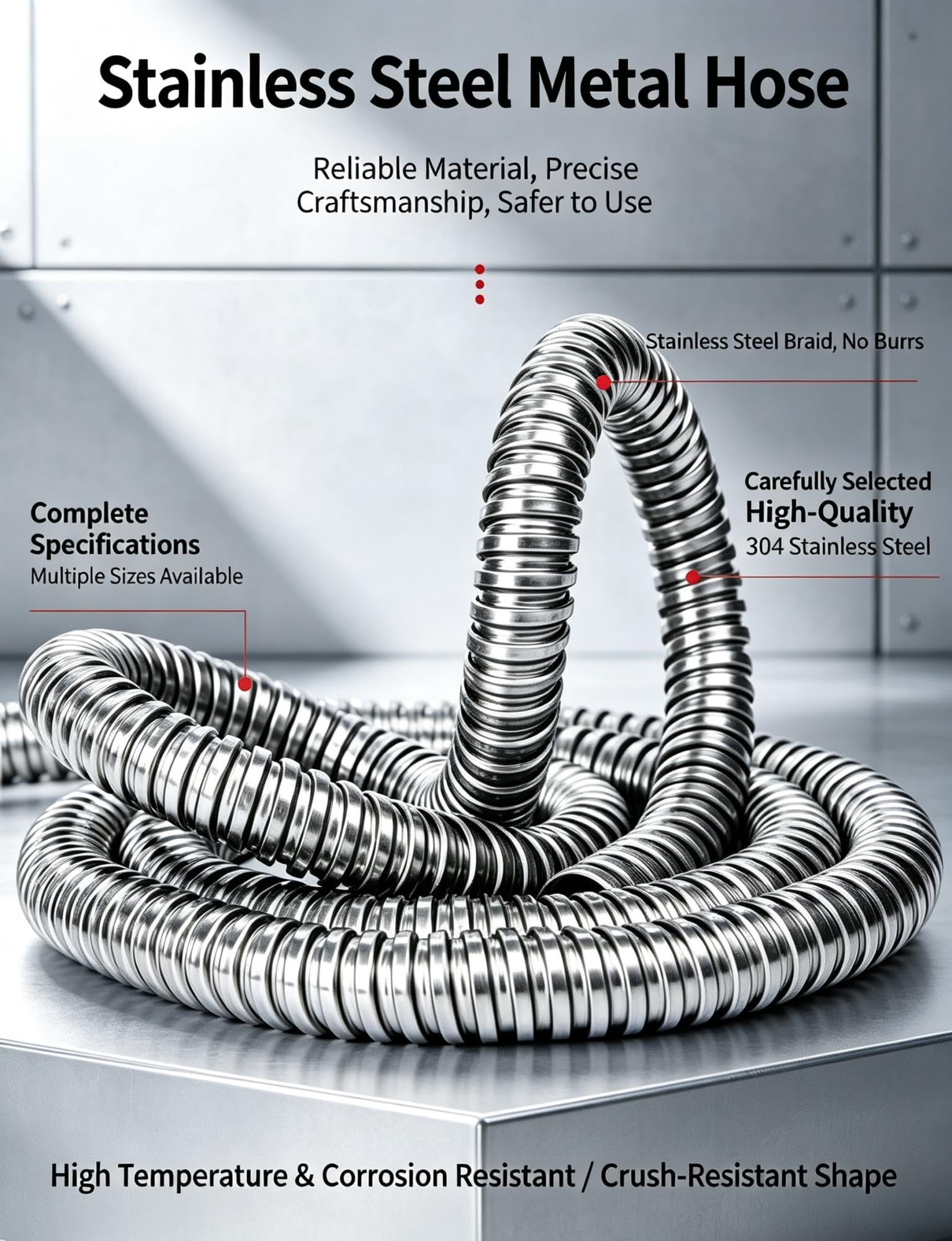 Tubo Flessibile Acciaio Inox 304 - Guaina Corrugata Anti-Morso Cavi
