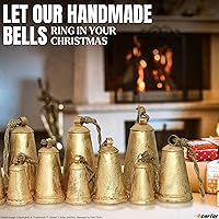 Vista 5 de Shabby Chic - Juego de 3 campanas de cono de estilo rústico campestre hechas a mano de metal Harmony Navidad colgantes decorativas