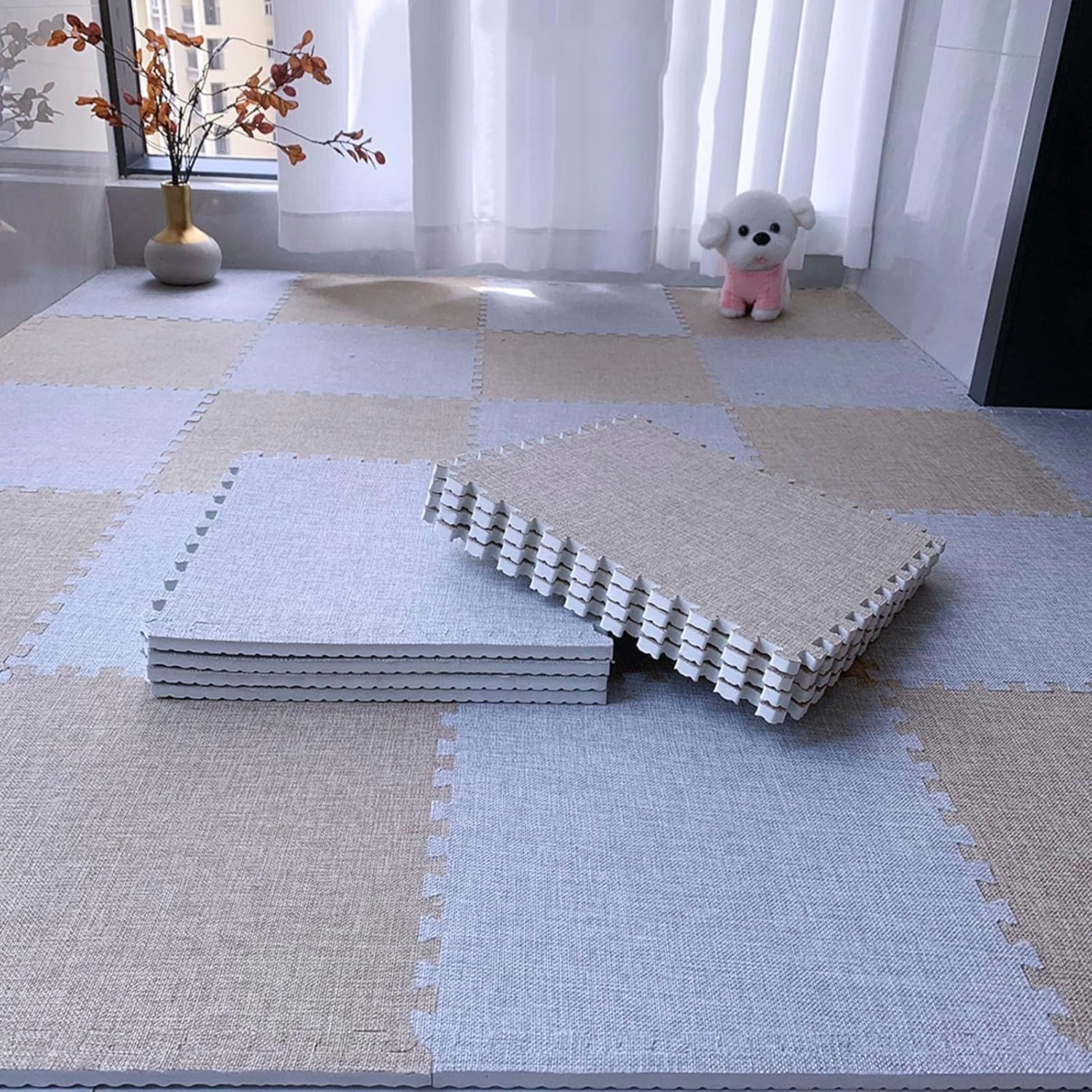 Suelo de espuma para jugar en casa alfombra entrelazada transpirable infantil