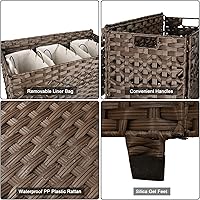 Vista 4 de OIAHOMY Cesta de lavandería con tapa, cesta de ropa de 140 litros con 3 bolsas extraíbles con forro, cesta plegable con tapa, cesta de mimbre