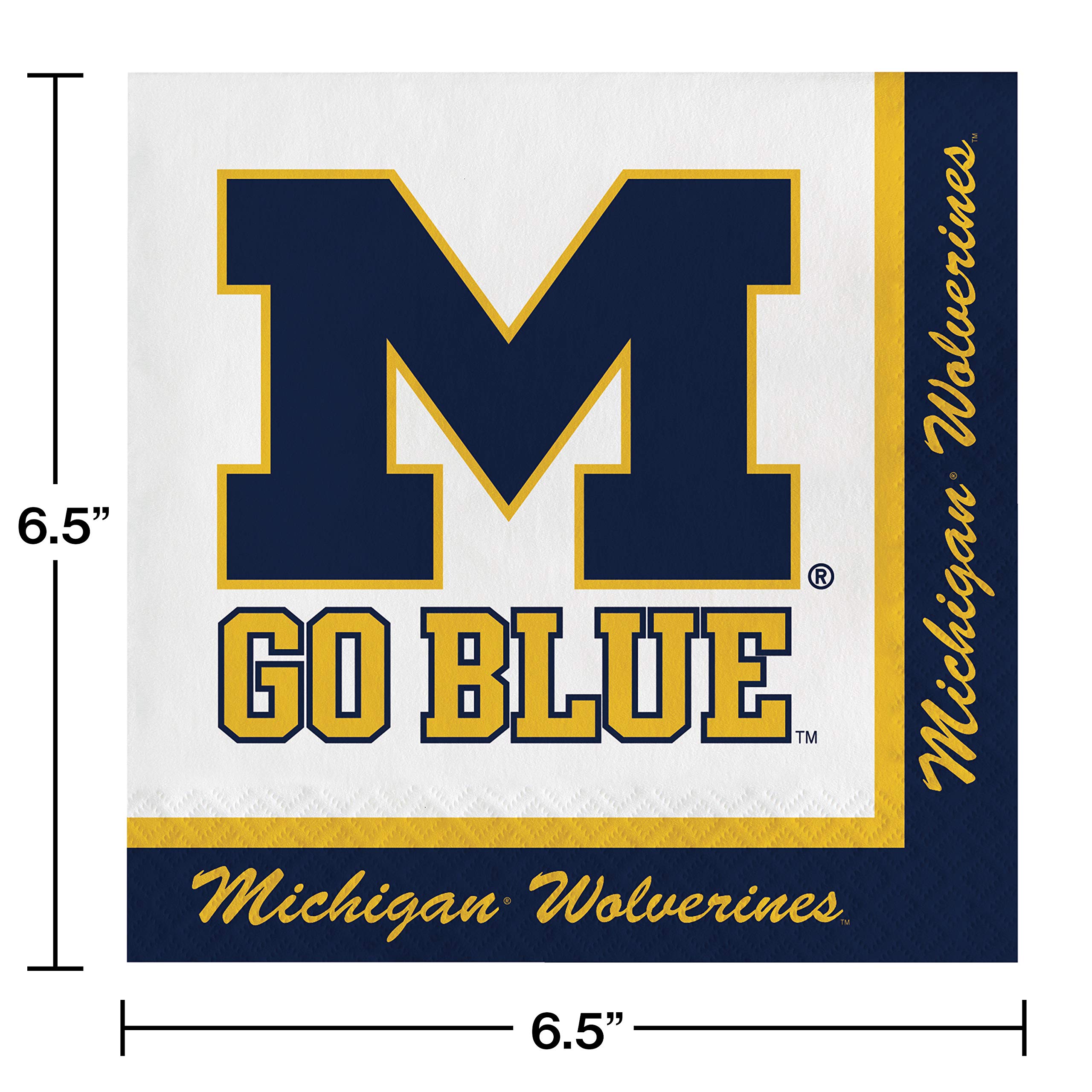 20-Count NCAA Paper Lunch Napkins, Michigan Wolverines