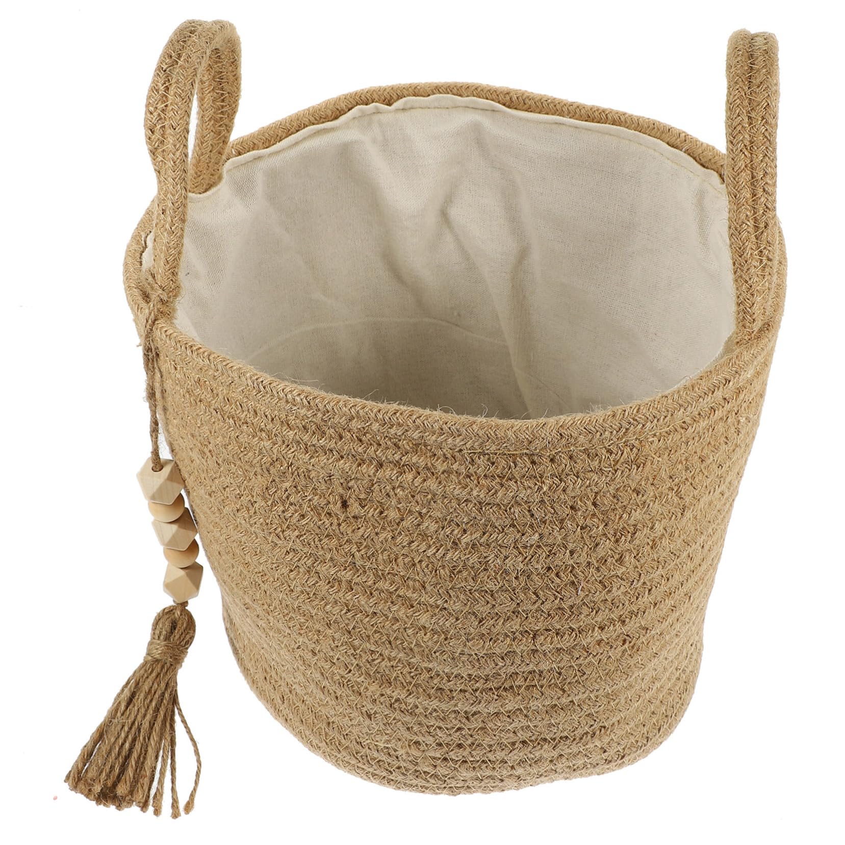 Garneck Cesta de Almacenamiento Tejida de Cuerda de Algodón con Asas Forro de Yute Organizador para Ropa Juguetes y Mantas para Dormitorio y Sala de Estar