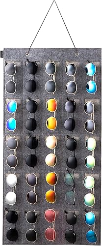 KGMCARE - Organizador de lentes de sol, almacenamiento con 16 ranuras para colgar en la puerta, exhibición de lentes, a prueba de polvo
