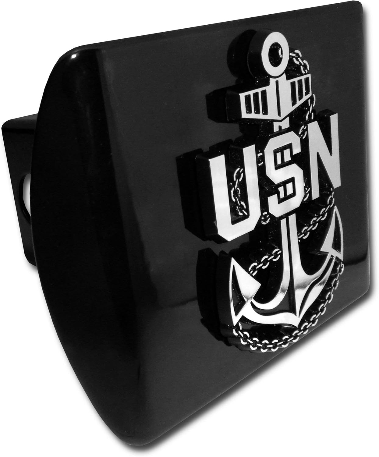 United State Navy Anchor emblem on black METAL Hitch Cover