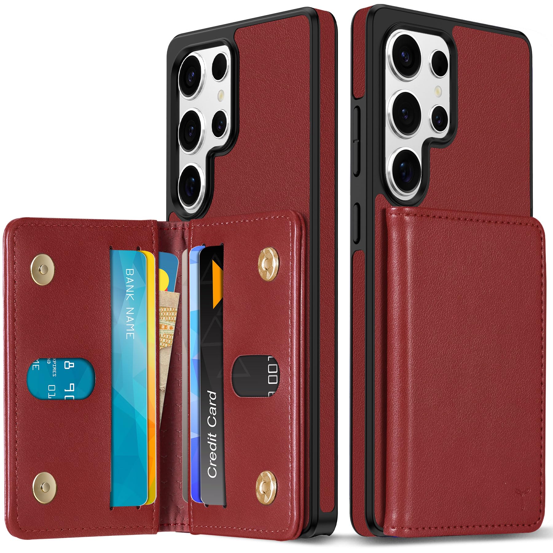 TUCCH Wallet Case for Galaxy S25 Ultra, [Undetachable] PU Leather Wallet with RFID Blocking [6 Card Holder] Magnetic Closure, Protective Anti-Slip