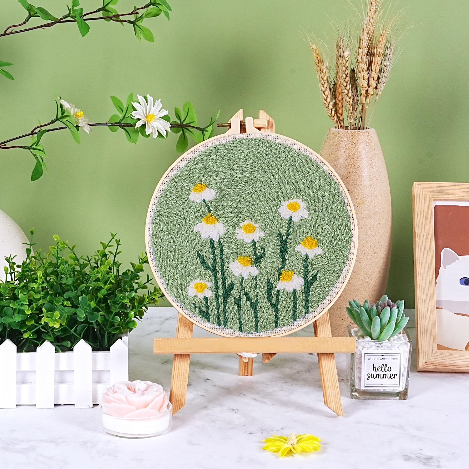 Amazon | パンチニードル刺繍スターターキット、デイジーフラワー
