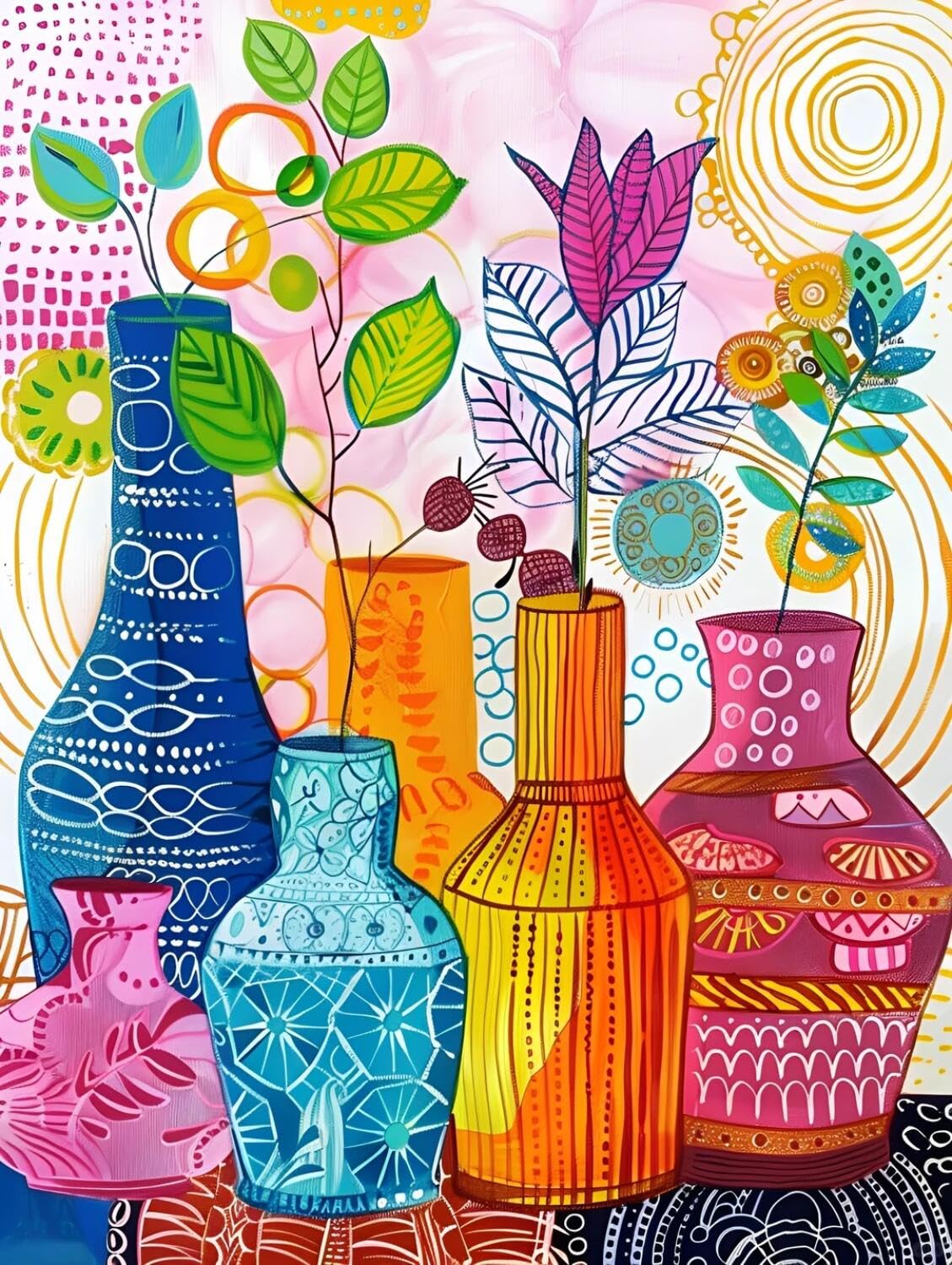 Rqwybcaxn Bead Embroidery Kits Plants in a vase 40x50cm