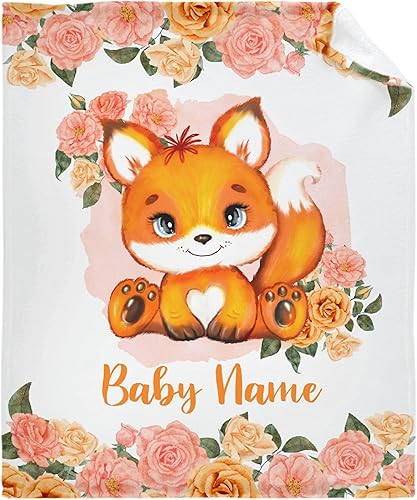 Regalo personalizado para niños/niños, mantas de zorro personalizadas para sofá, cama, dormitorio, sala de estar, manta ligera (60 x 80 pulgadas