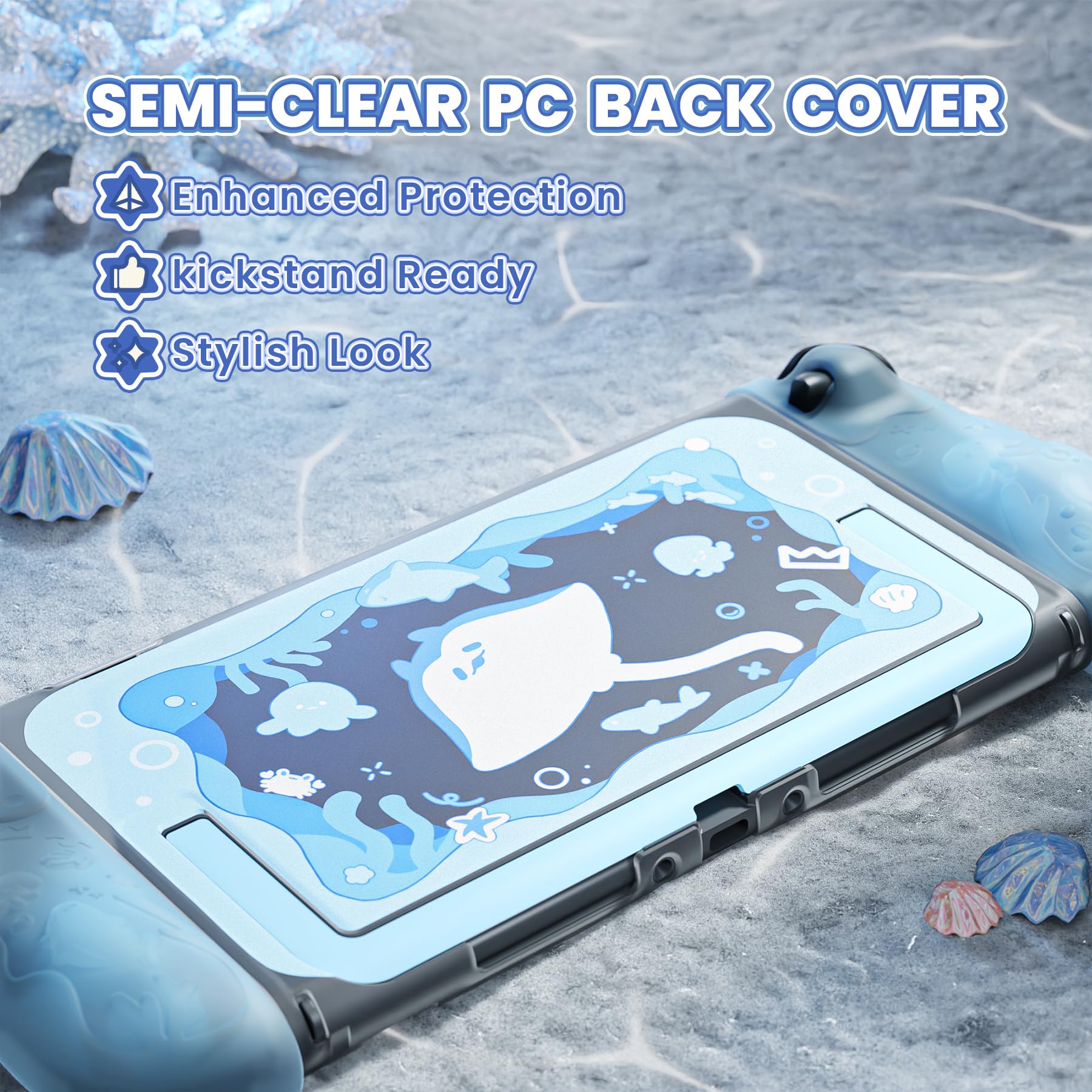 playvital Coque de Protection pour Nintendo Switch 2,Coque Rigide Dockable avec Grips en Silicone pour Switch 2 Joycon & Capuchons Joystick & Autocollant,Étui Housse Antichoc-Bleu Menthe
