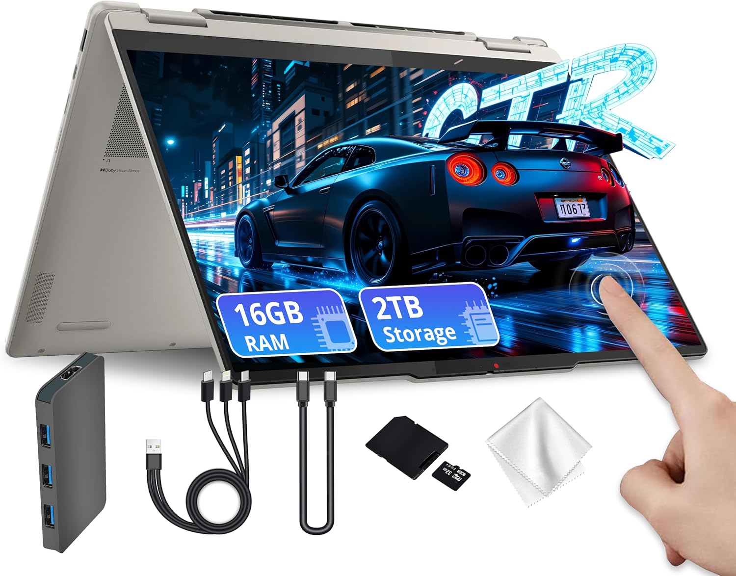 Lenovo Yoga 7 2-in-1 14" WUXGA OLED Touchscreen Laptop, AMD Ryzen AI 7 350, 16GB LPDDR5X, 2TB Storage (1TB PCIe SSD&1TB Docking), Backlit Keyboard, Fingerprint, Wi-Fi 7, Win 11, Seashell