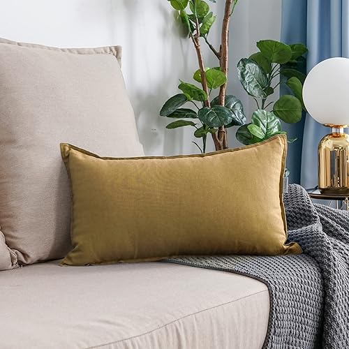 Miniatura 3 de Jeanerlor Funda de cojín decorativa de lino y algodón de 12 x 20 pulgadas, con doble costura en el borde, para bodas, fiestas, regalos, automóviles