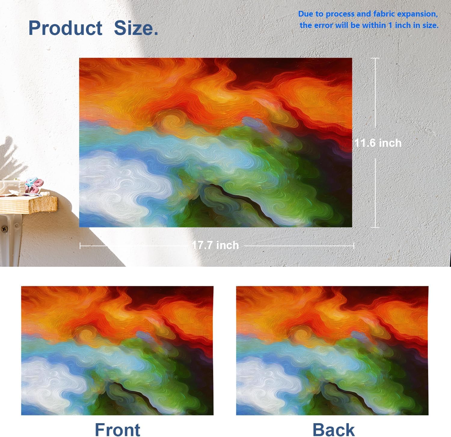 Batmerry Colorful Bright Oil Painting Placemats,Multicolor Psychedelic Washable Linen Table Mats for Kitchen Table Double Insulation Decor Dining Set Indoor Outdoor 12X18 in Set of 4
