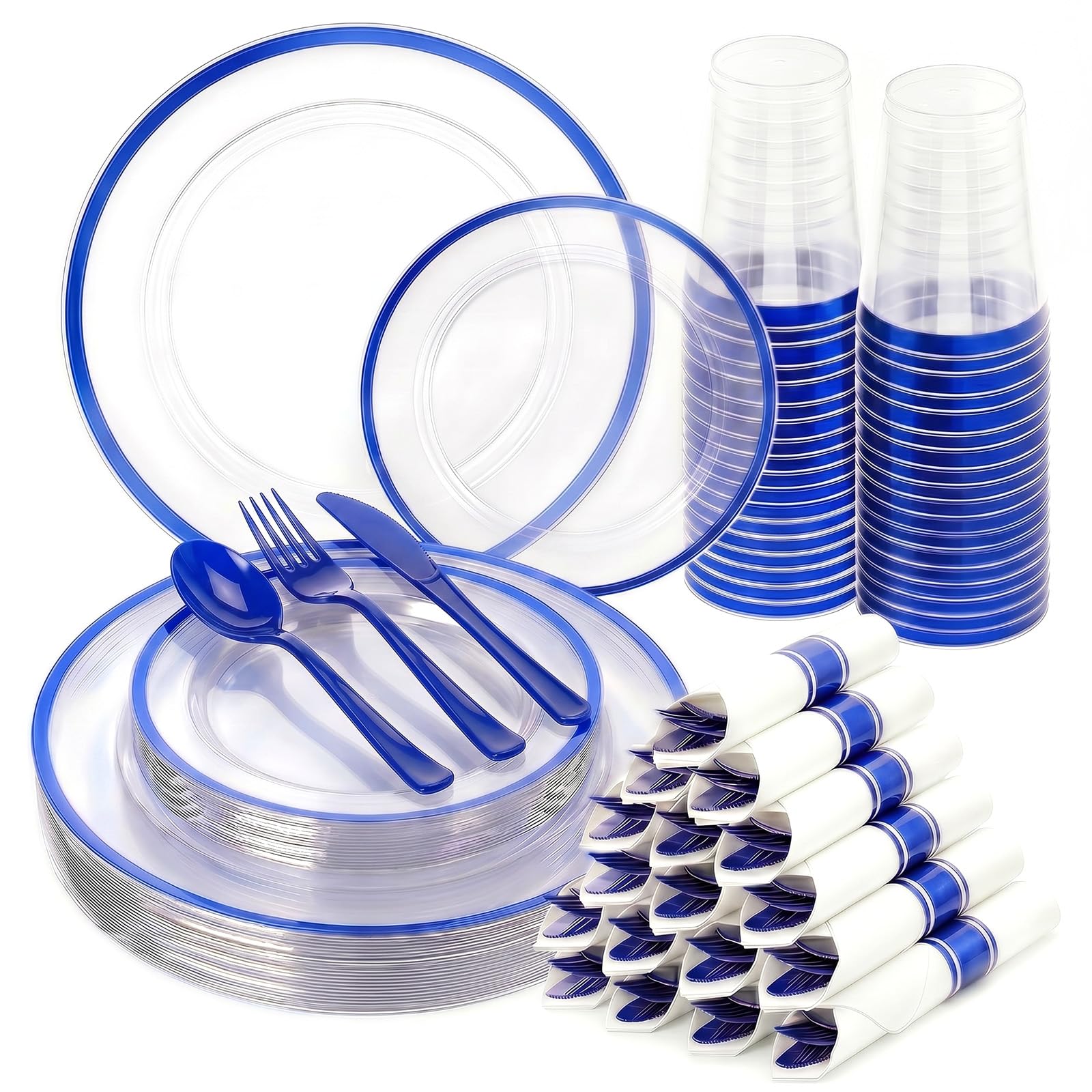 350 Clear Red Plastic Plates - 50 Guest Dinnerware -12 350 Clear Red Plastic Plates - 50 Guest Dinnerware -12