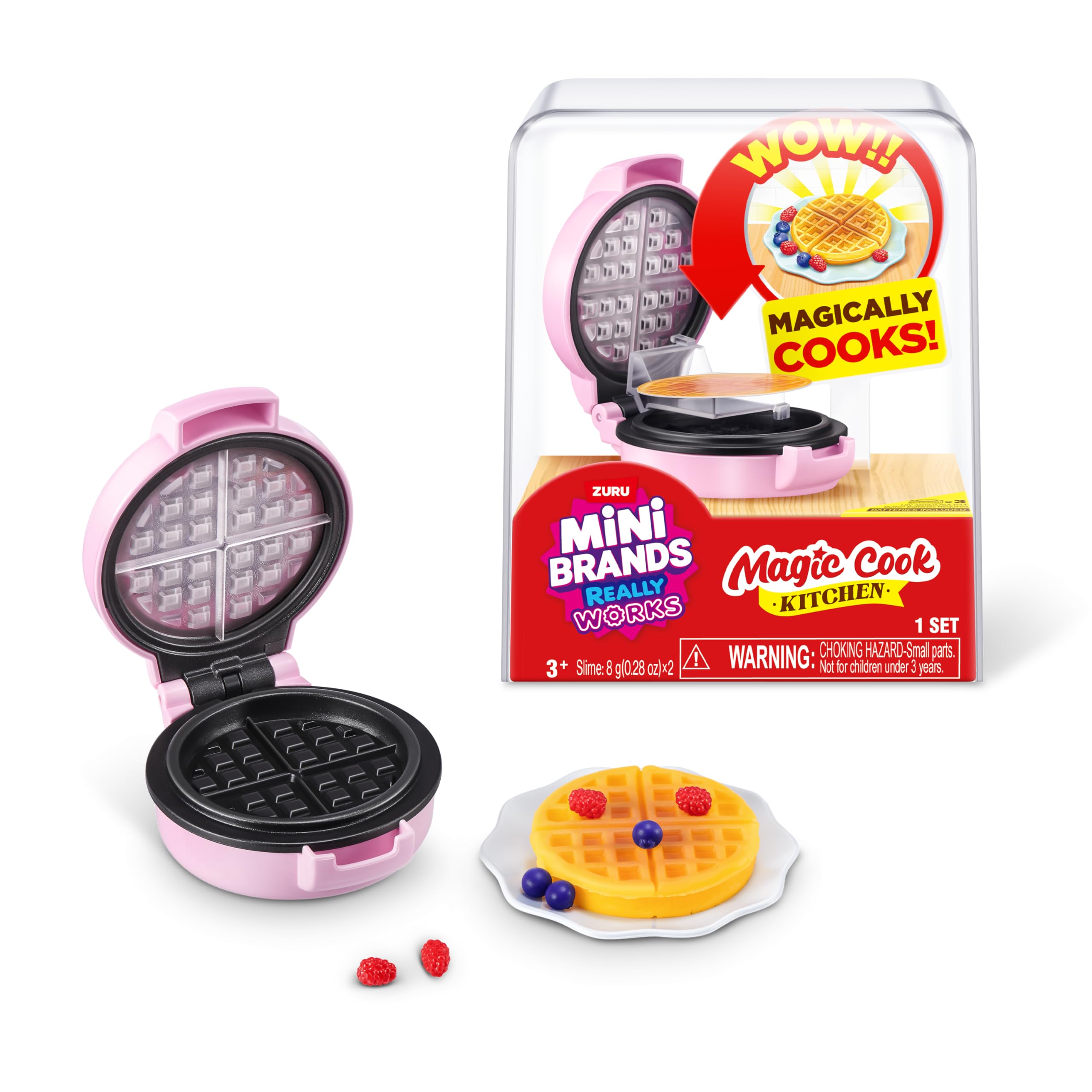 Mini Brands Really Works Magic Cook Kitchen Capsule Series 1 (Waffle Maker) by ZURU, Miniature Real Working Kitchen Appliances, Non-Edible Collectible Mystery Toy for 3+ Kids, Teens and Adults