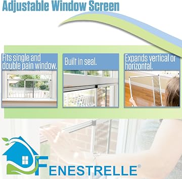 Fenestrelle Expandable Window Screen - Horizontal (50cm H x 71cm-137cm W), Pack of 2 Large Screens. Keeps Out Bugs. Perfect Replacement Screen for Windows. Insect, Mosquito, Fly Screens for Windows
