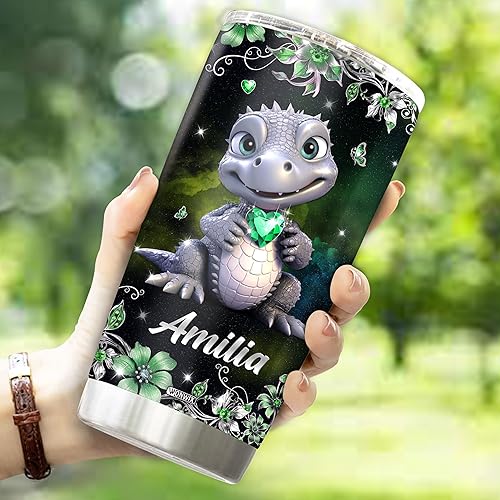 Miniatura 3 de Regalo personalizado de cocodrilo para mujer, taza de café aislada de acero inoxidable de 20 onzas, botella de agua con tapa para mamá, hija,