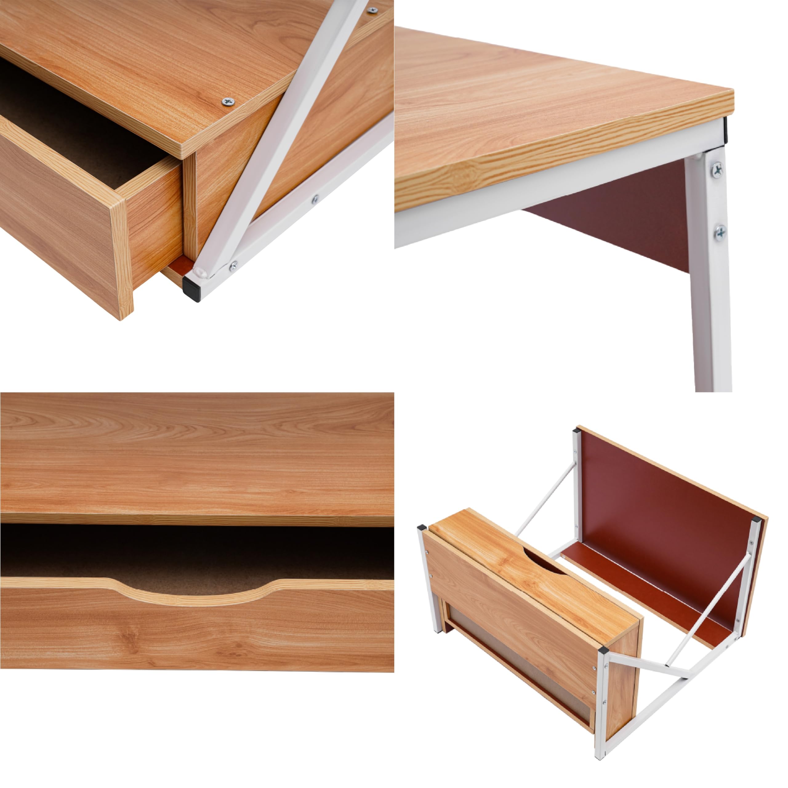 Estantería para microondas de 2 niveles de MDF y soporte de hierro, estantería para panadería, organizador de cocina, capacidad de peso de 20 libras, soporte para microondas con cajones para