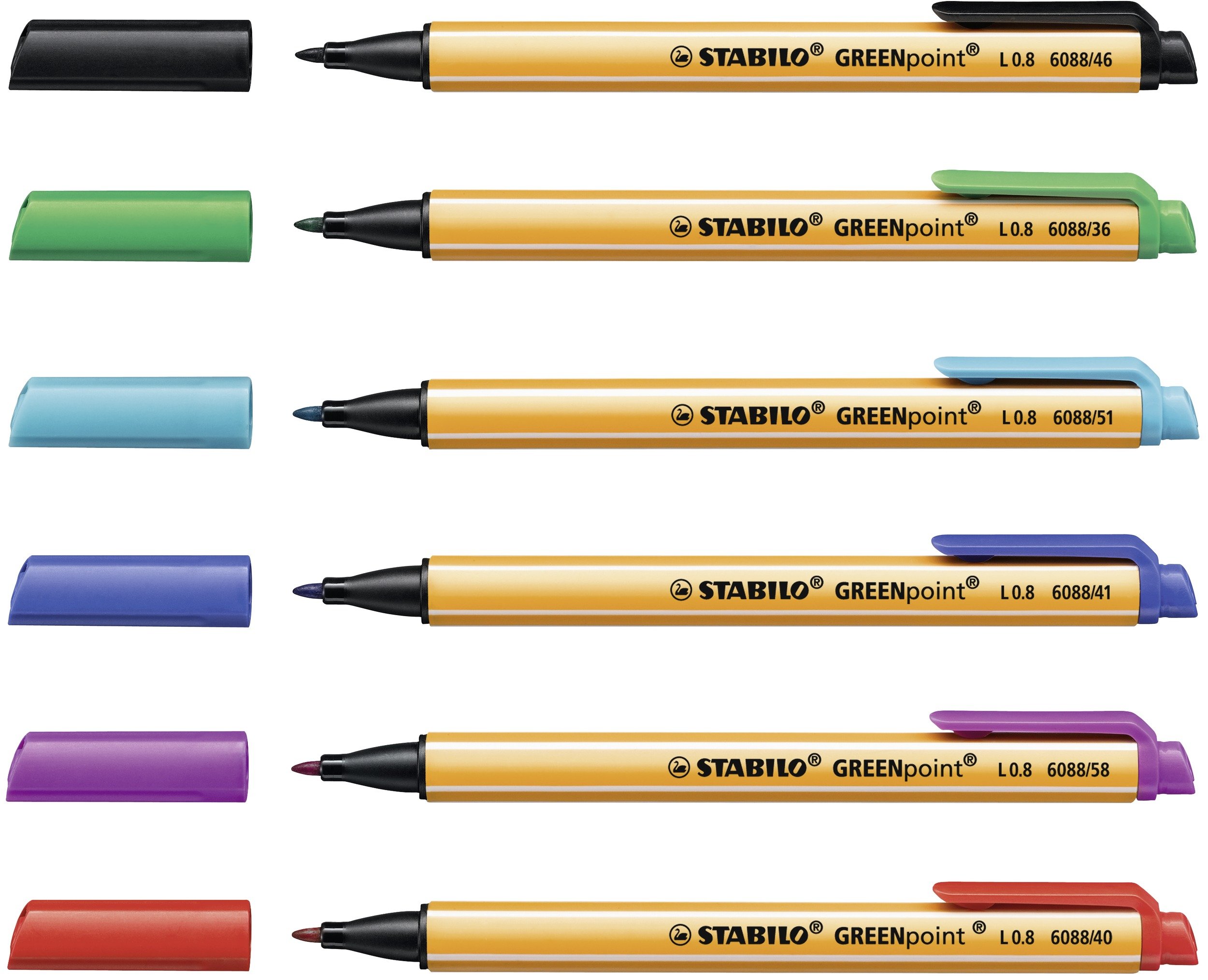 STABILO 6088/48-1 Lot de 6 stylos à pointe Couleurs assorties
