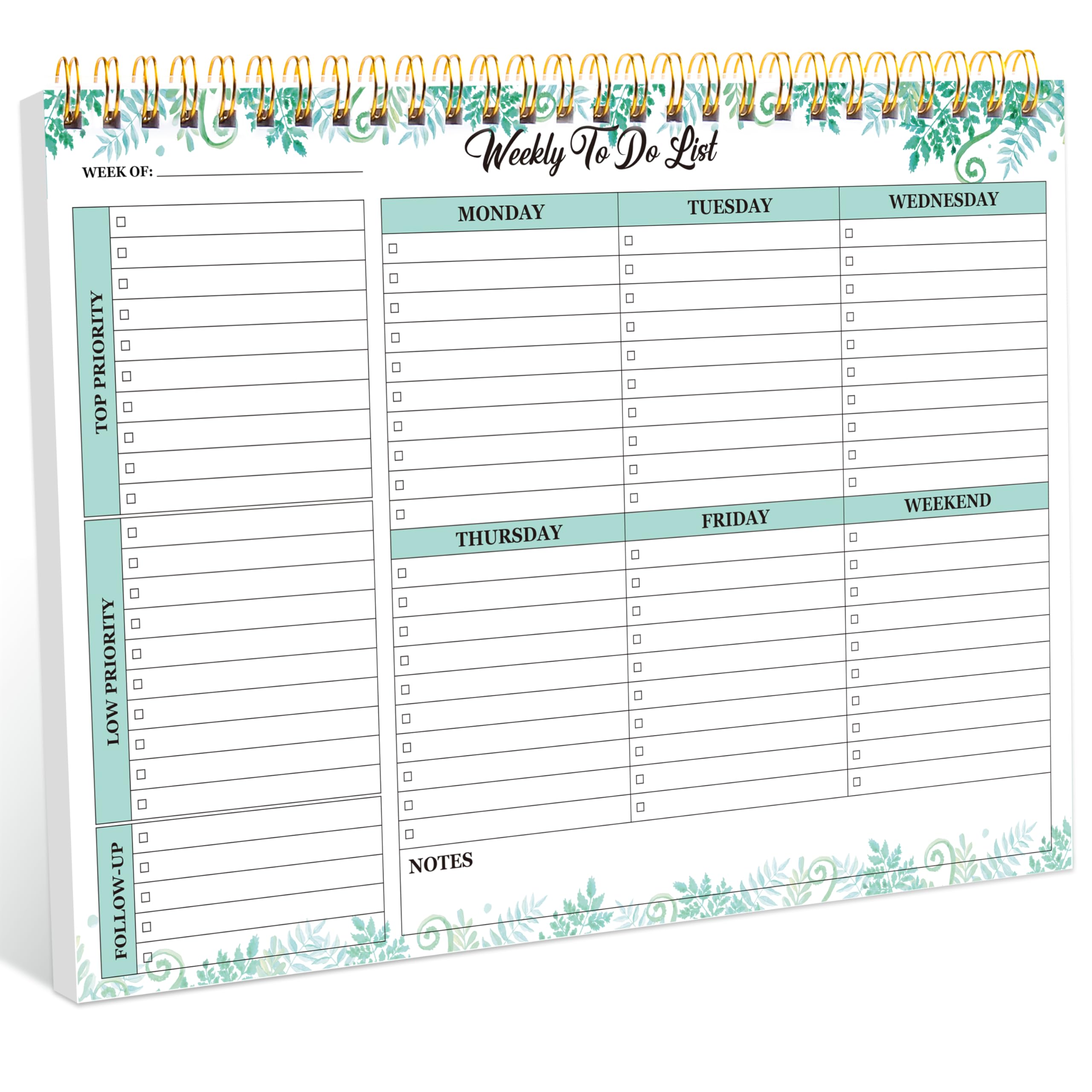 Weekly Planner Pad & To Do List Notebook - Weekly Organization at a Glance, Durable Tear-Resistant Paper, Portable Design - Perfect for Office, School, Home Use by Students, Professionals & Busy Moms