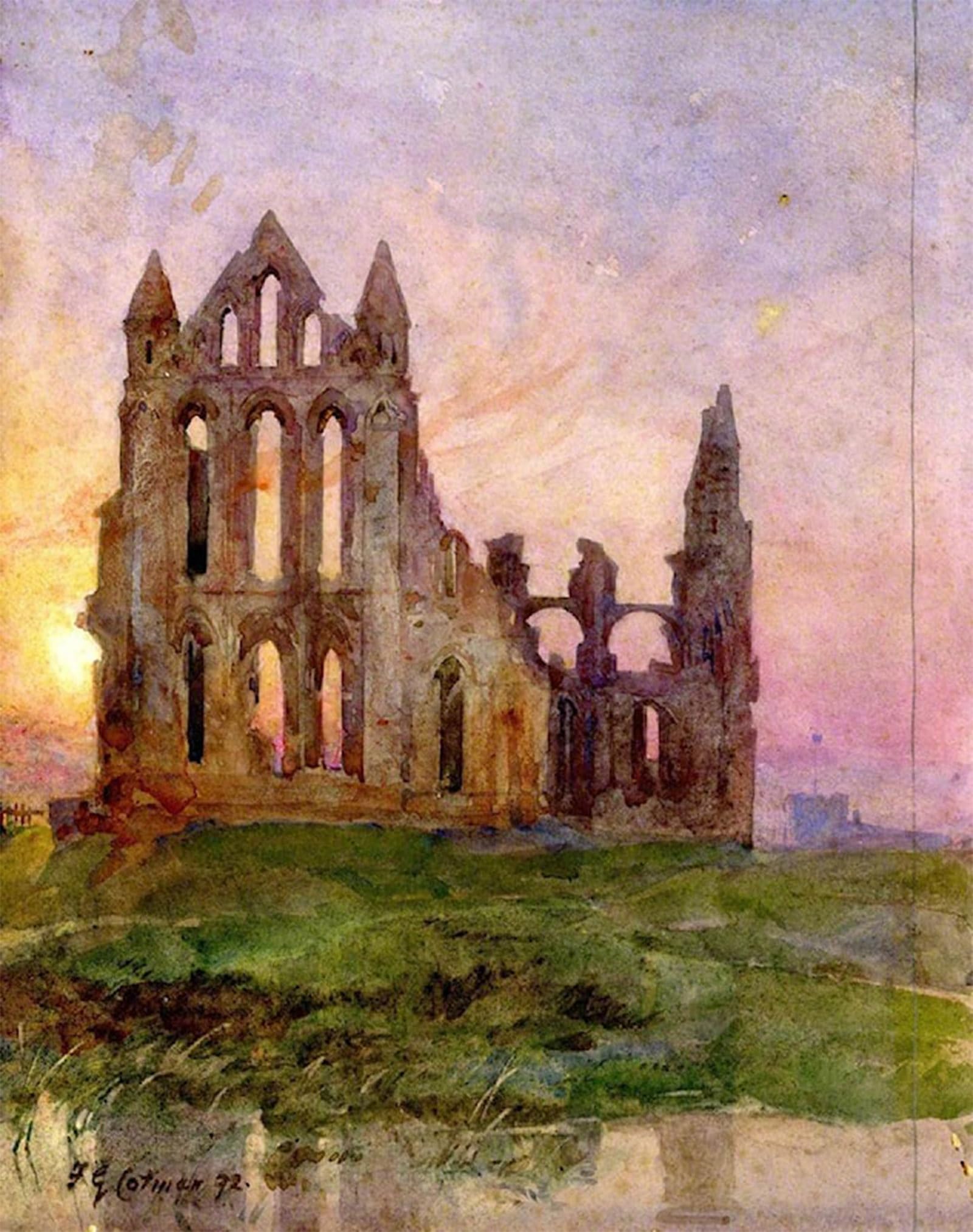 SERENDIPITP Retro Picture Poster Wall Art Pictures Painting Whitby Abbey Frederick George Cotman Wall Art Canvas Print for Wall Decor 60x90cm