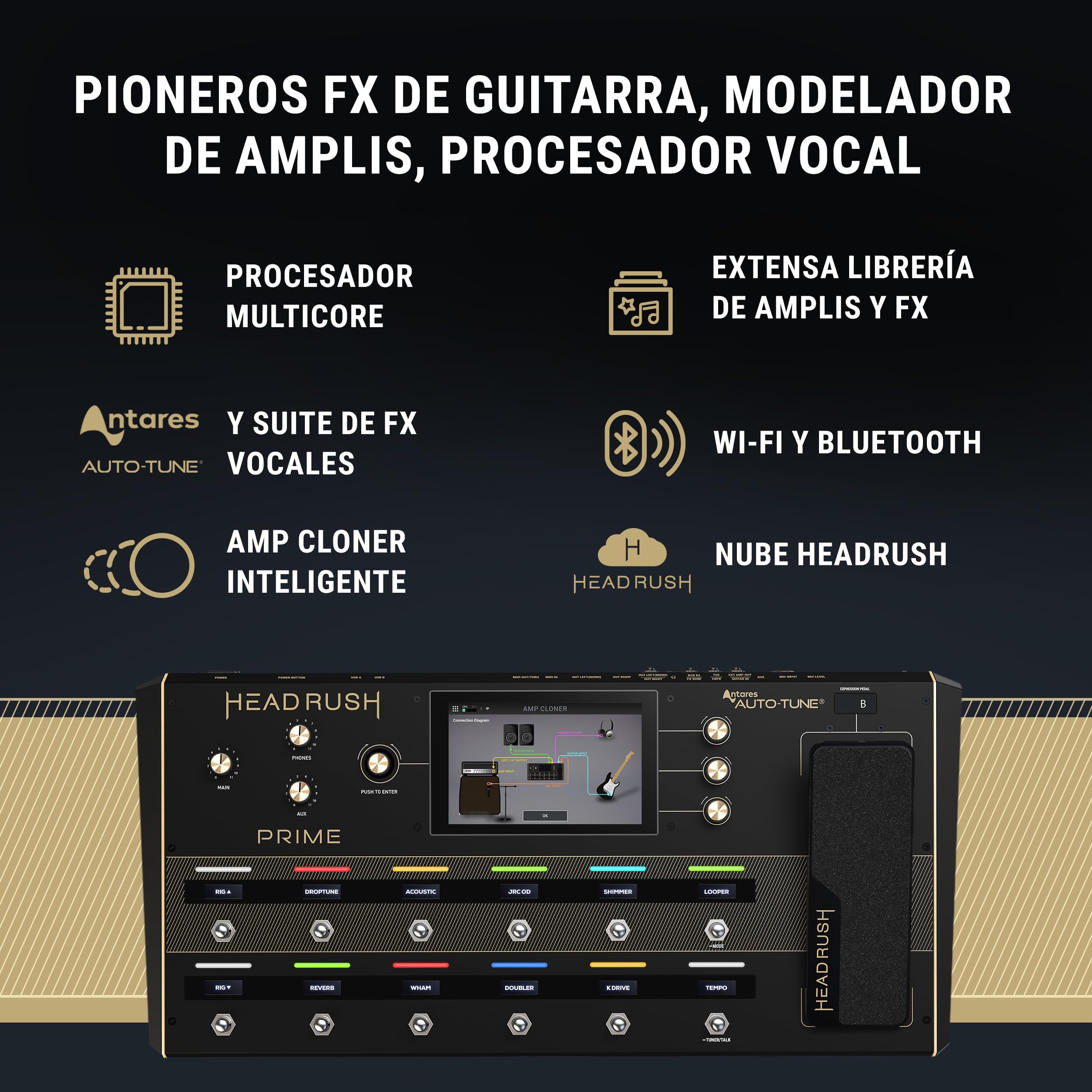 HeadRush Prime y FRFR108 MK2 - Pedal Multiefectos Guitarra y Voz, Procesador de Modelado, y 8-inch Ampli para Guitarra/Bajo 2000W, con Bluetooth