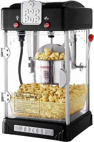 Great Northern Popcorn - Máquina de palomitas de maíz Pop Pup, 2.5 onzas con hervidor de acero inoxidable, bandeja para servir, luz de calentamiento