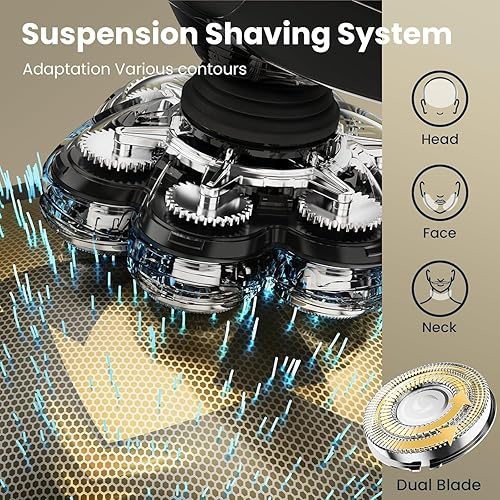 Miniatura 4 de SHPAVVER - Afeitadoras de cabeza 7D para hombres calvos, afeitadora de cabeza desmontable con pantalla LED, afeitadora de cabeza calva seca y