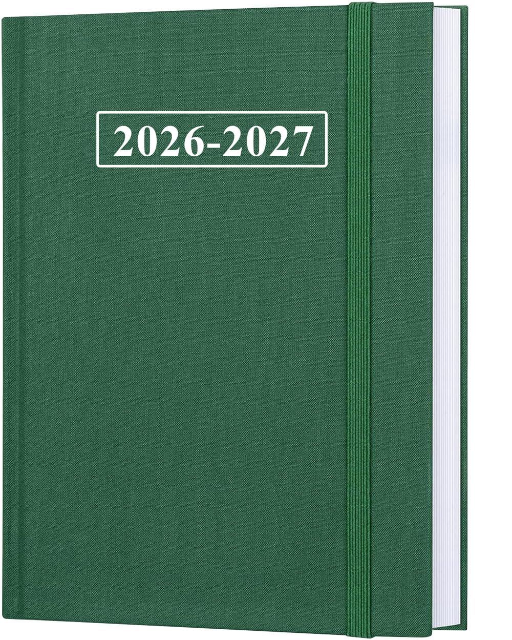Planer 2025 - planer tygodniowy i miesięczny 2025, twarda okładka, planer akademicki 2025 z papierem premium, idealny organizer, 20,5 cm × 38 cm, zielony