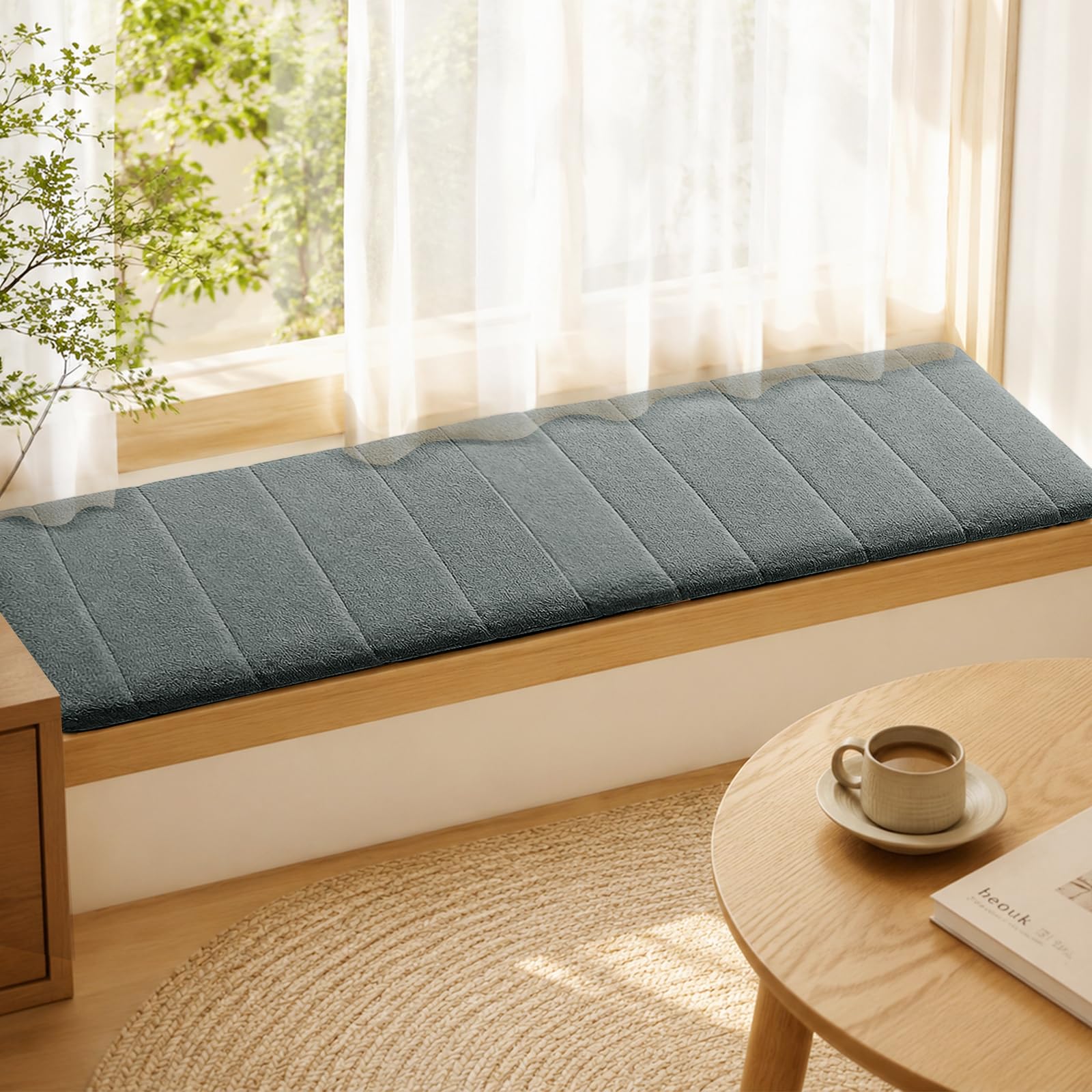 Cuscino per panca da 120 x 40 cm, spessore 4,5 cm, per panca da esterno, con rivestimento antiscivolo rimovibile, per interni, davanzale, scarpe e panca da giardino (#7 grigio scuro)