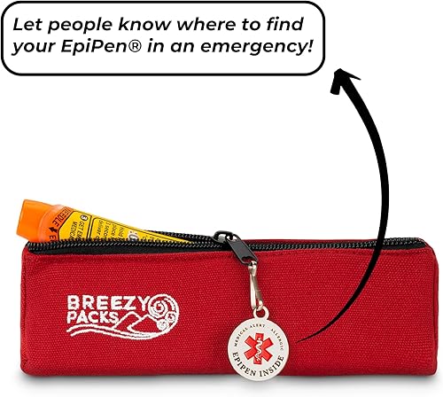 Miniatura 3 de EpiPen - Etiqueta para bolsa (2 unidades)  Etiqueta de alerta médica para bolsa, etiquetas de metal duraderas de doble cara  1.2 in  1.25 pulgadas