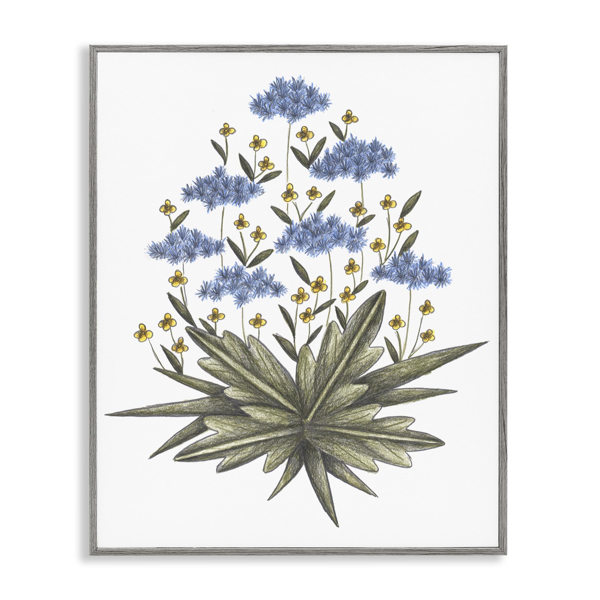 Cadre fleurs sauvages gris Cecilia Battaini pour une poésie visuelle murale
