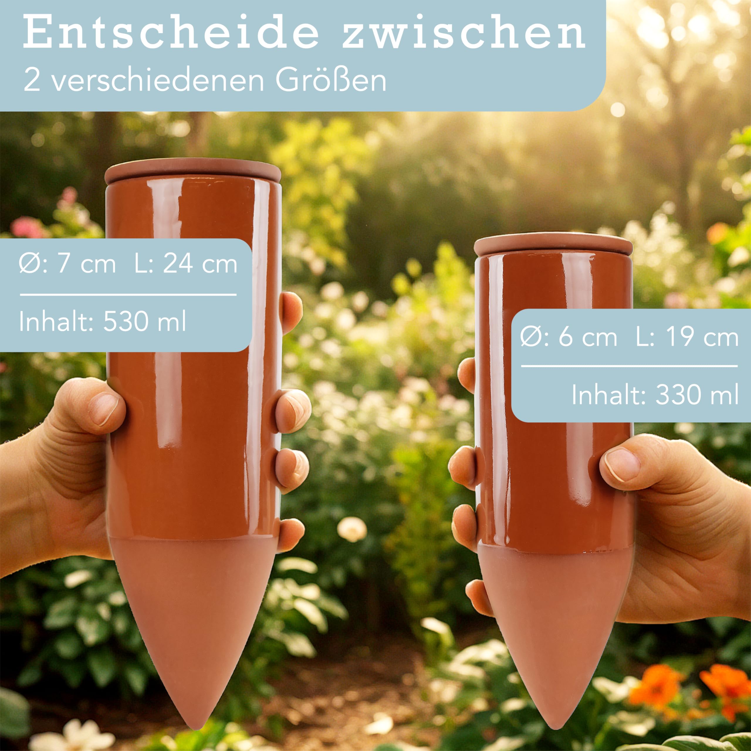 Terracotta Gießhilfe (3X 330 ml) handgefertigt für Bewässerung Zimmerpflanzen | Wasserstandsanzeiger Pflanzen | Watering can | Gießkanne Zimmerpflanzen