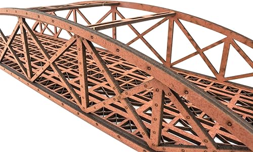 Miniatura 5 de War World Scenics Puente de cuerda de arco rojo de alto detalle de doble vía 22.047 in - Diorama ferroviario modelo OO/HO