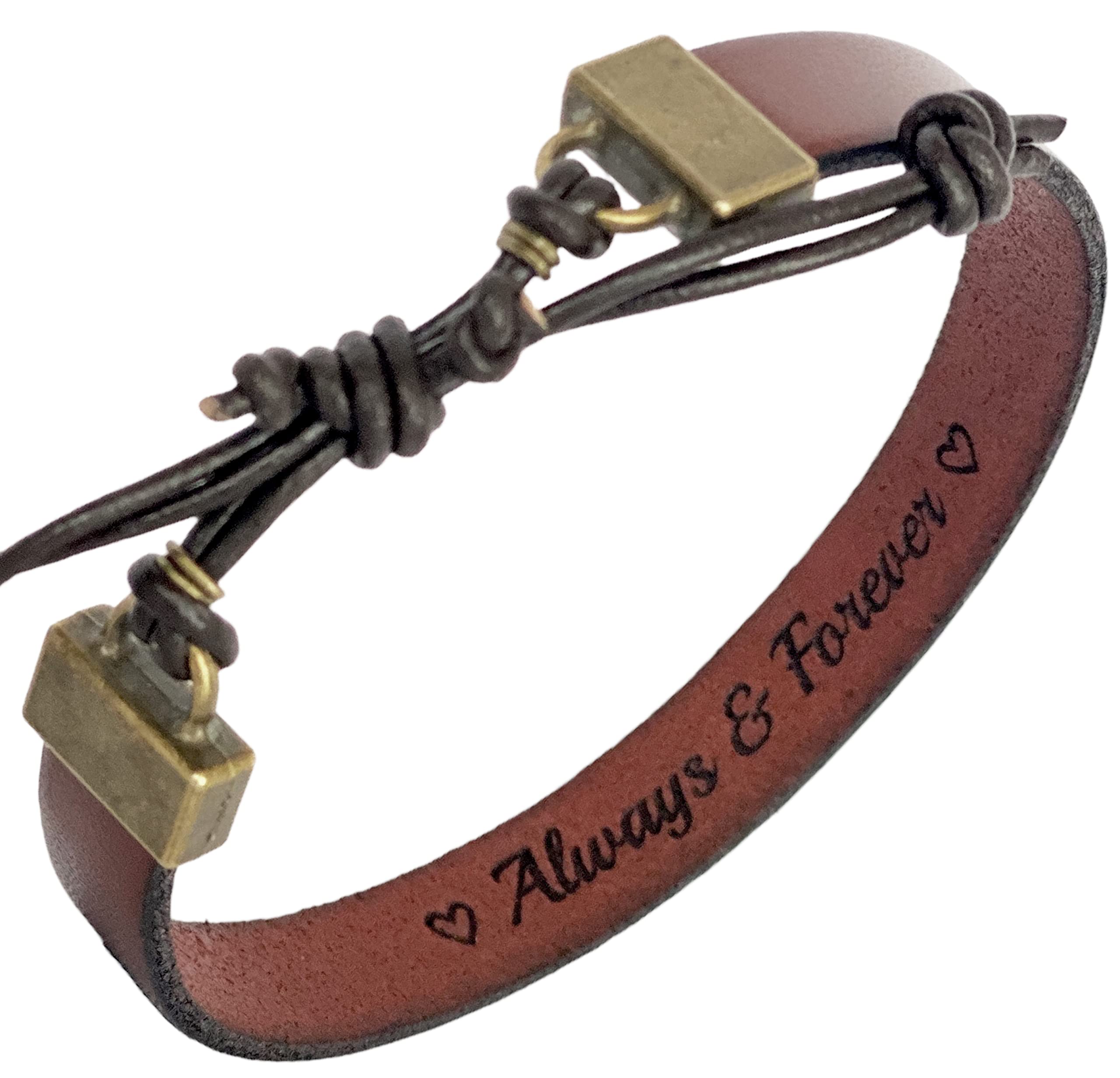 BeGenuine StoreLeather Bracelets for Men Engraved Hidden Message Personalized Sentimental Gifts for Him Unique Anniversary Present for Boyfriend Husband
