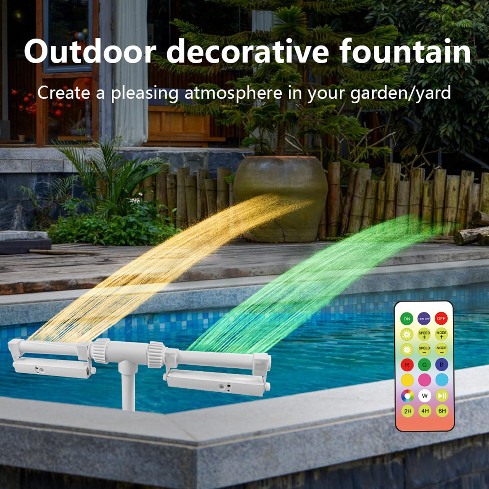 Fontana da Piscina Ricaricabile con Telecomando e | Pompa Fontana per Piscina per Rinfrescarsi e Relax, Fuori Terra, Interrate, Giardino Esterno, Vacanze Estive