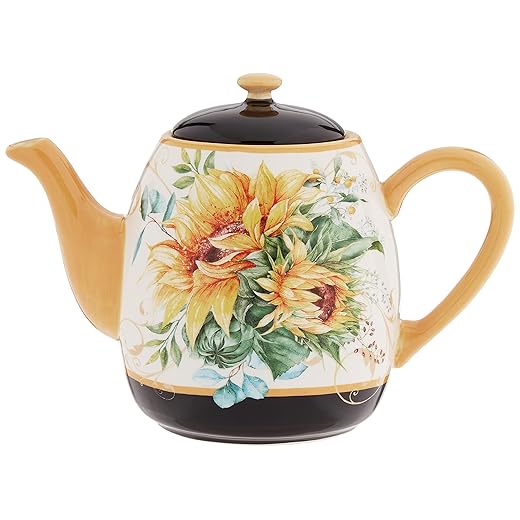 Certified International Sunflower Fields 40 oz. Teapot, Multi Colored
