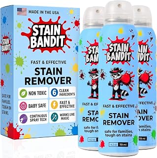 Stain Remover Spray, 360° Continuous Spray Bottle, 4.2 Oz (Pack of 3) | Non-Toxic, Stain Remover Family Safe Formula, Effective Stain Cleaning Spray for Clothes, Carpet, Seats, Friendly Packaging